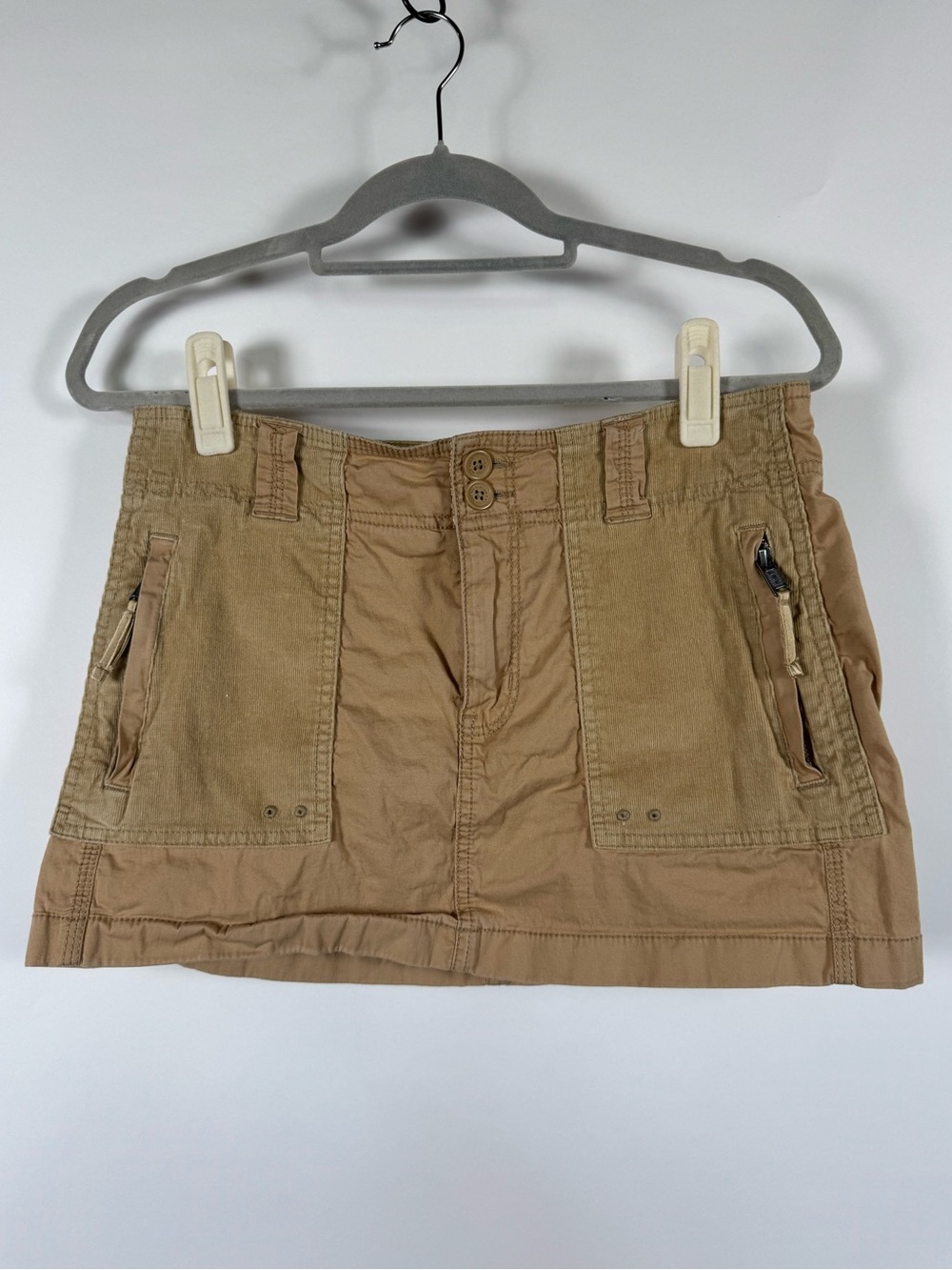 Abercrombie & Fitch Y2K Cargo Mini Skirt SMALL Casual Safari Military Bratz Tan